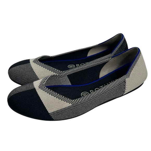 ROTHY'S The Flat Round Cap Toe Slip on Shoes Retired Black Buffalo Plaid - Picture 3 of 9